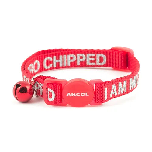 Ancol Cat Collar Alert "I Am Micro Chipped" Red