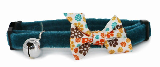 Ancol Vintage Bow Teal Cat Collar