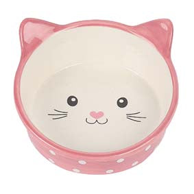 Pet Platter Polka Cat Bowl Pink