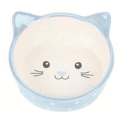 Pet Platter Polka Cat Bowl Blue