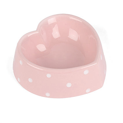 Pet Platter Polka Heart Pet Bowl Pink