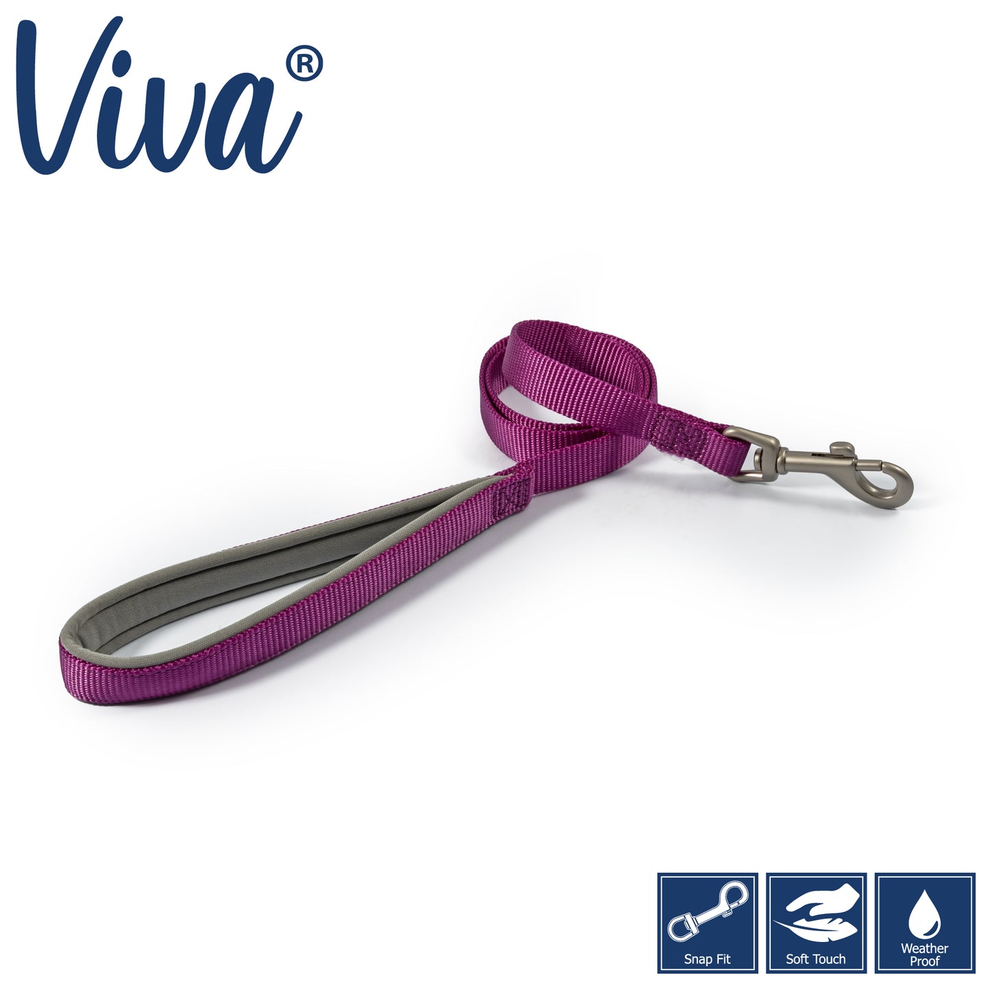 Ancol Viva Padded Lead Purple 1mx12mm