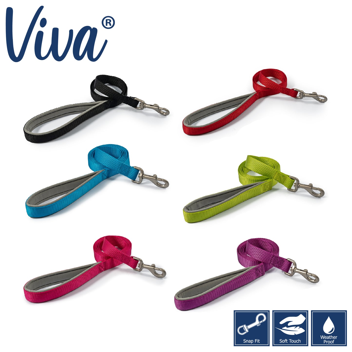 Ancol Viva Padded Lead Black 1.8mx25mm