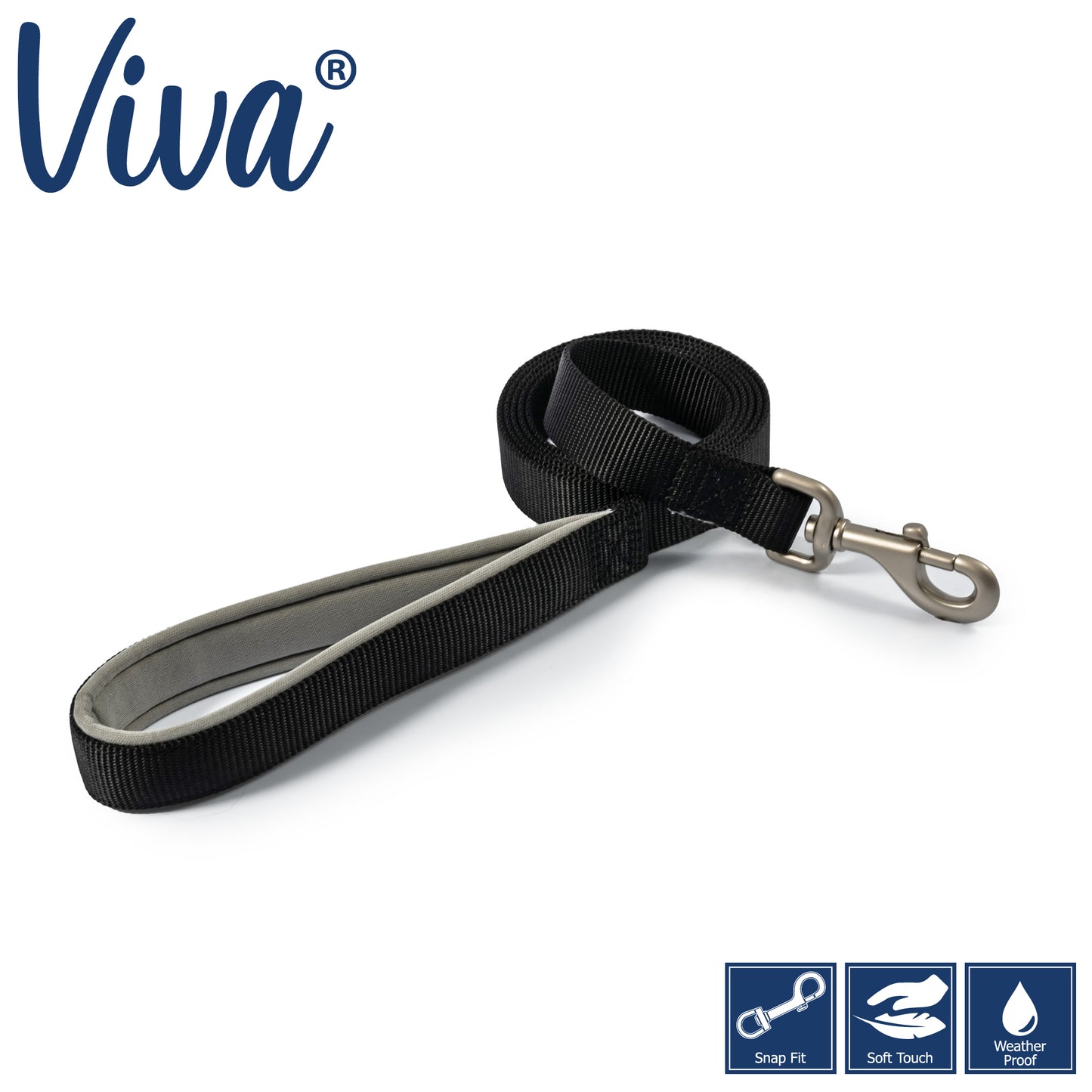 Ancol Viva Padded Lead Black 1mx25mm