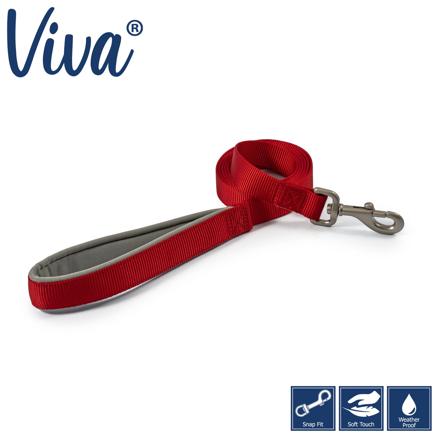 Ancol Viva Padded Lead Red 1mx25mm