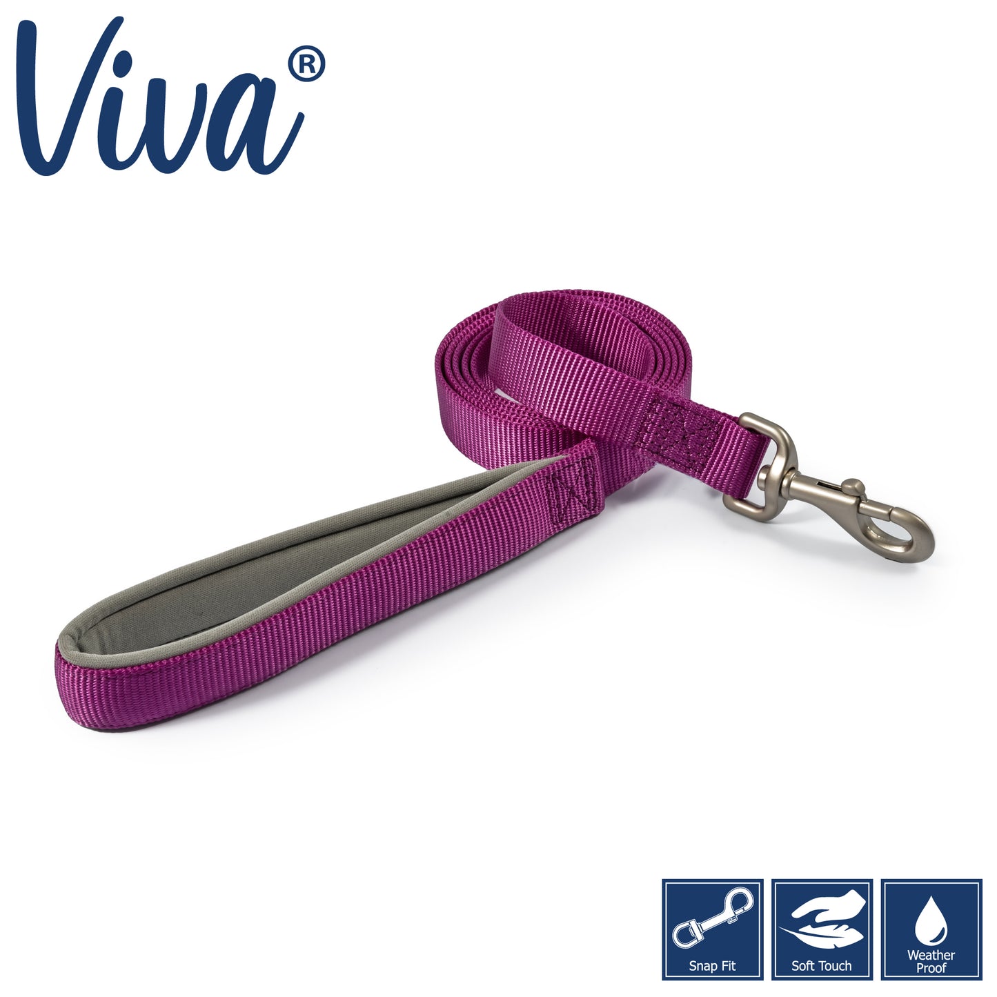 Ancol Viva Padded Lead Purple 1mx25mm