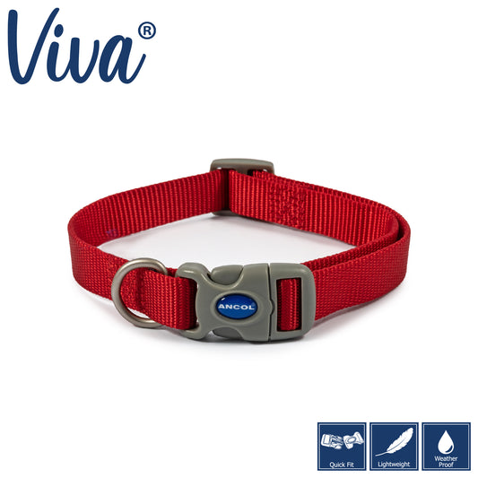 Ancol Viva Adjustable Collar Red 20-30cm Size 1-2