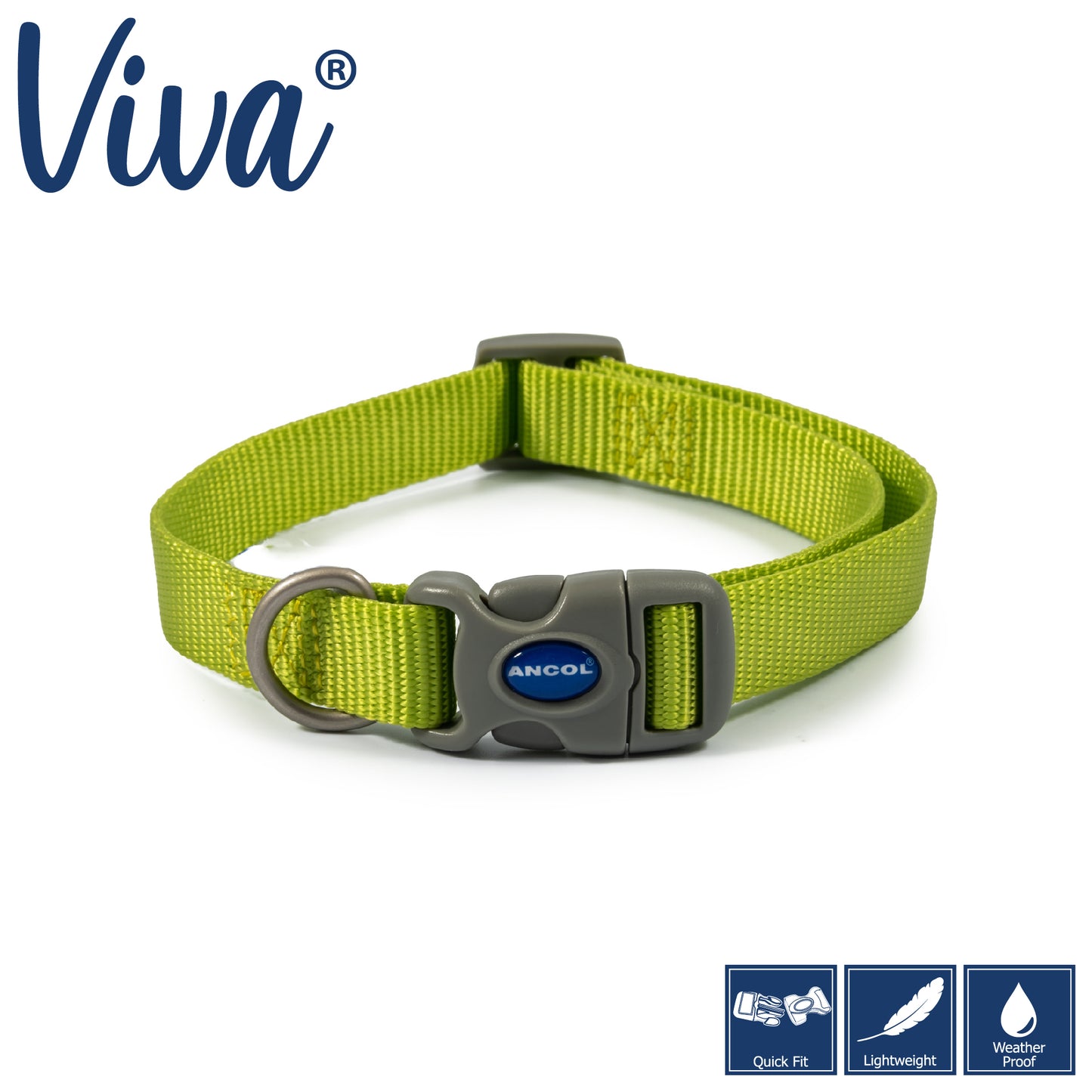 Ancol Viva Adjustable Collar Lime 20-30cm Size 1-2