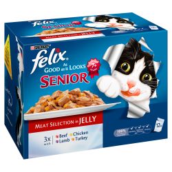 Felix As Good As It Looks Senior Meat Selection in Jelly 12 Pack, 100g