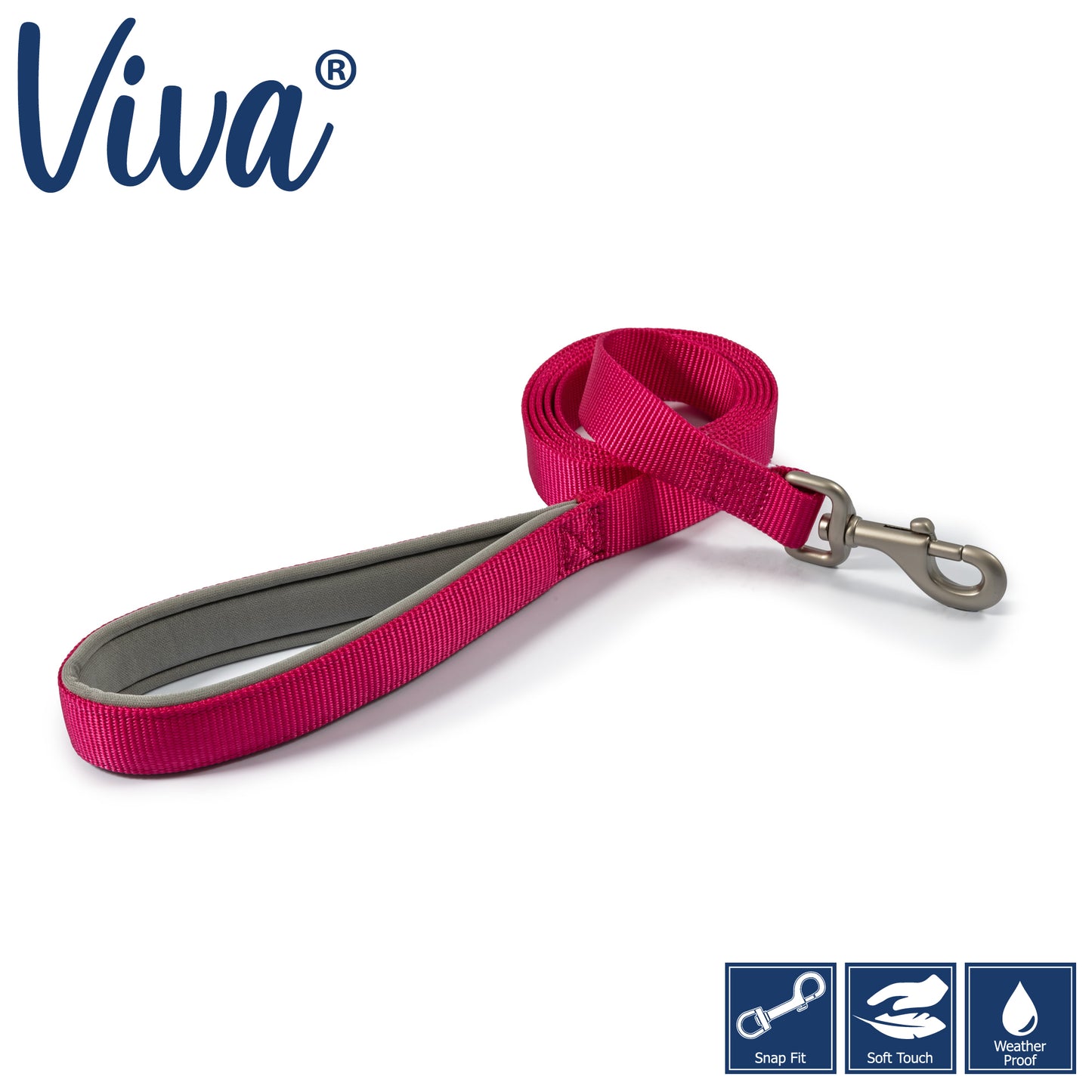 Ancol Viva Padded Lead Pink 1.8mx25mm