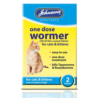 Johnson's One Dose Wormer Cat 2 TAB
