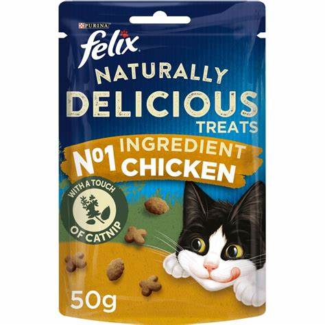 Felix Naturally Delicious Treats Chicken & Catnip, 50G