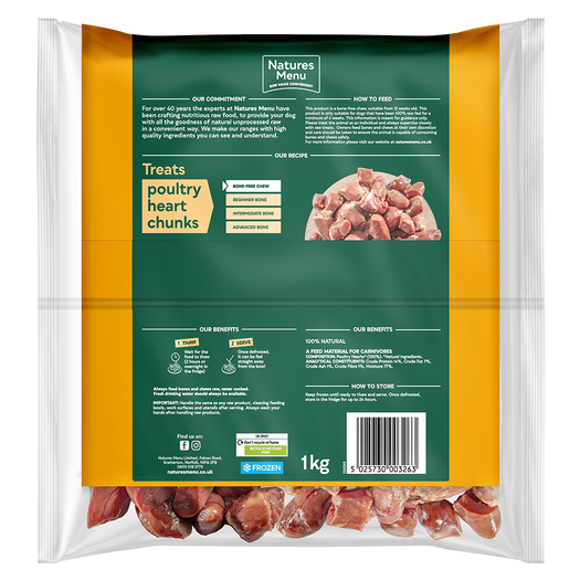 Natures Menu Poultry Heart Chunks 1kg