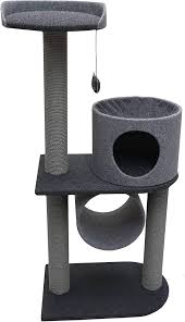 Rosewood Catwalk Scratcher Charcoal Felt Cat Double Tower