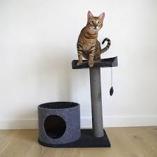 Rosewood Catwalk Scratcher Charcoal Felt Cat House And Perch