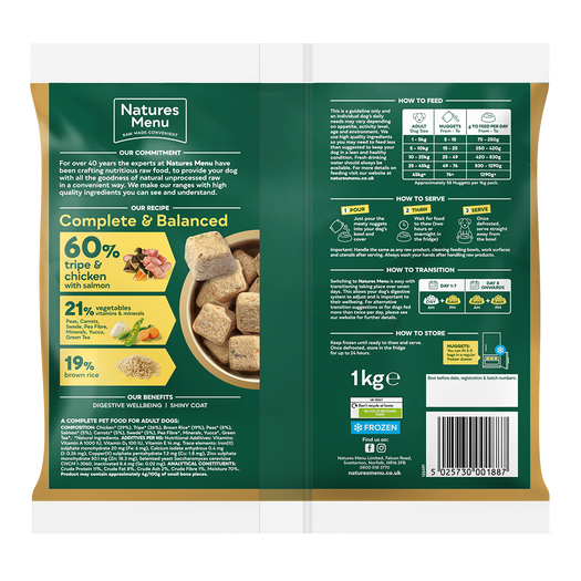 Natures Menu Nuggets - 60% Chicken & Tripe Nuggets 1kg