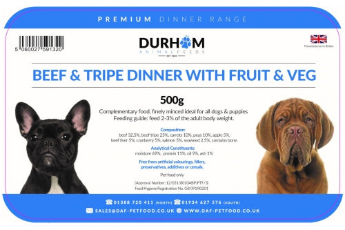 DAF Beef & Tripe, Fruit & Veg Dinner 500g